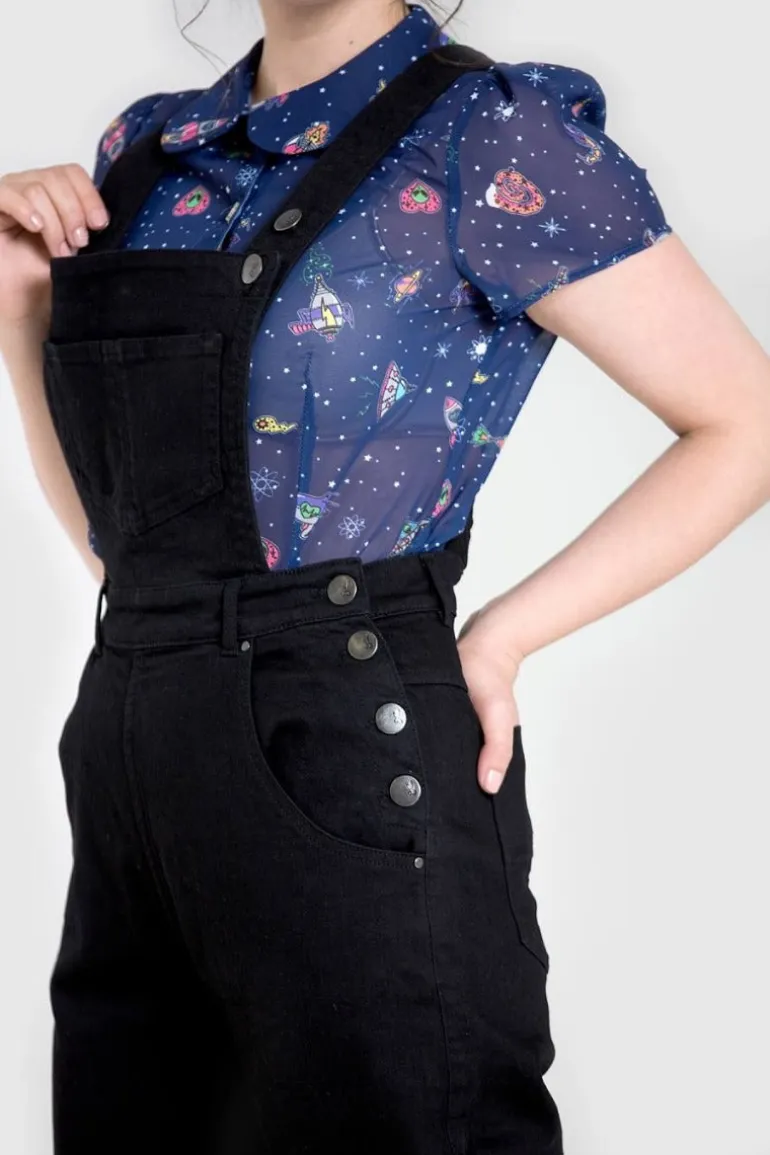 Elly May Denim Dungaree Black