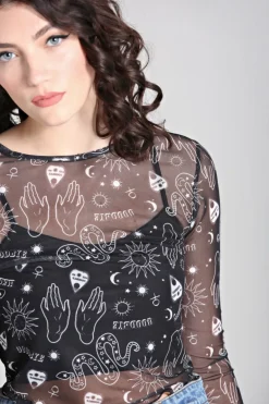 Hello Goodbye Mesh Top