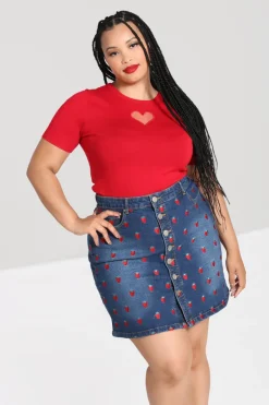 Strawberry Denim Mini Skirt