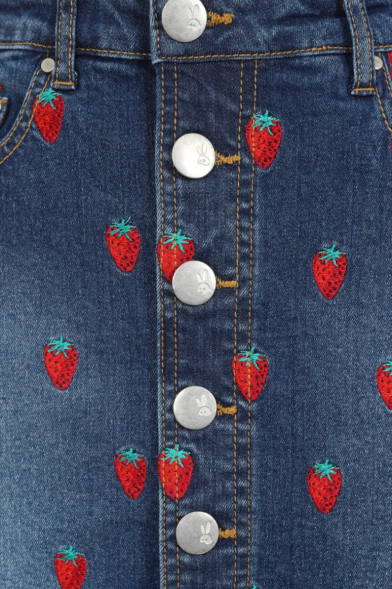 Strawberry Denim Mini Skirt