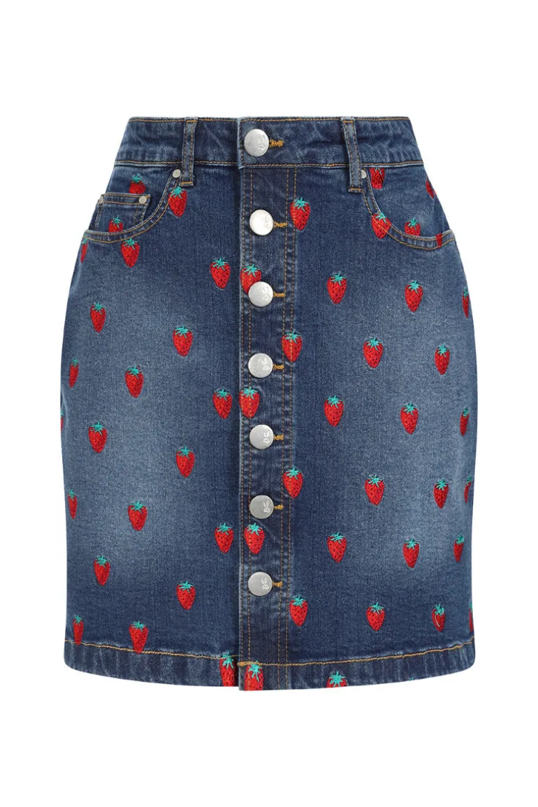 Strawberry Denim Mini Skirt