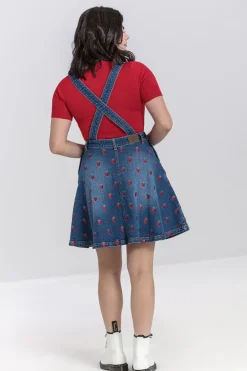 Strawberry Denim Pinafore Dress