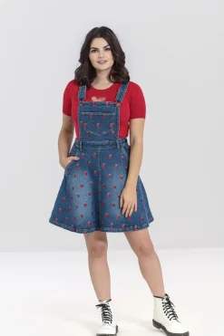Strawberry Denim Pinafore Dress