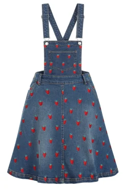 Strawberry Denim Pinafore Dress