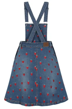 Strawberry Denim Pinafore Dress