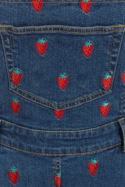 Strawberry Denim Pinafore Dress